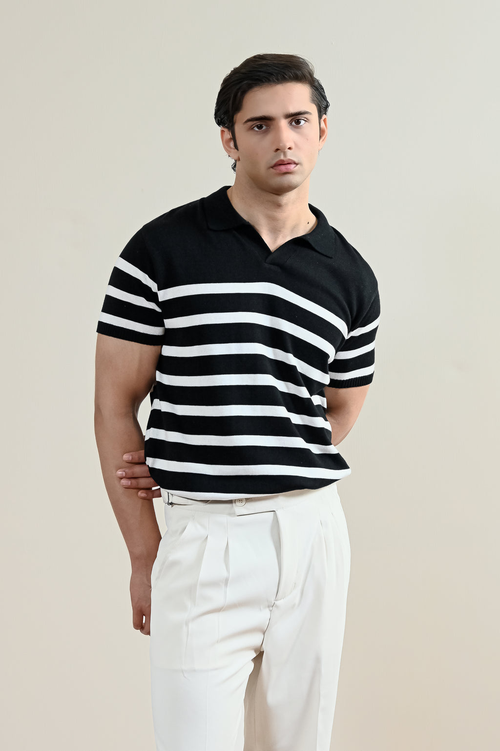 Striped Knit Polo Shirt (MKP-11)