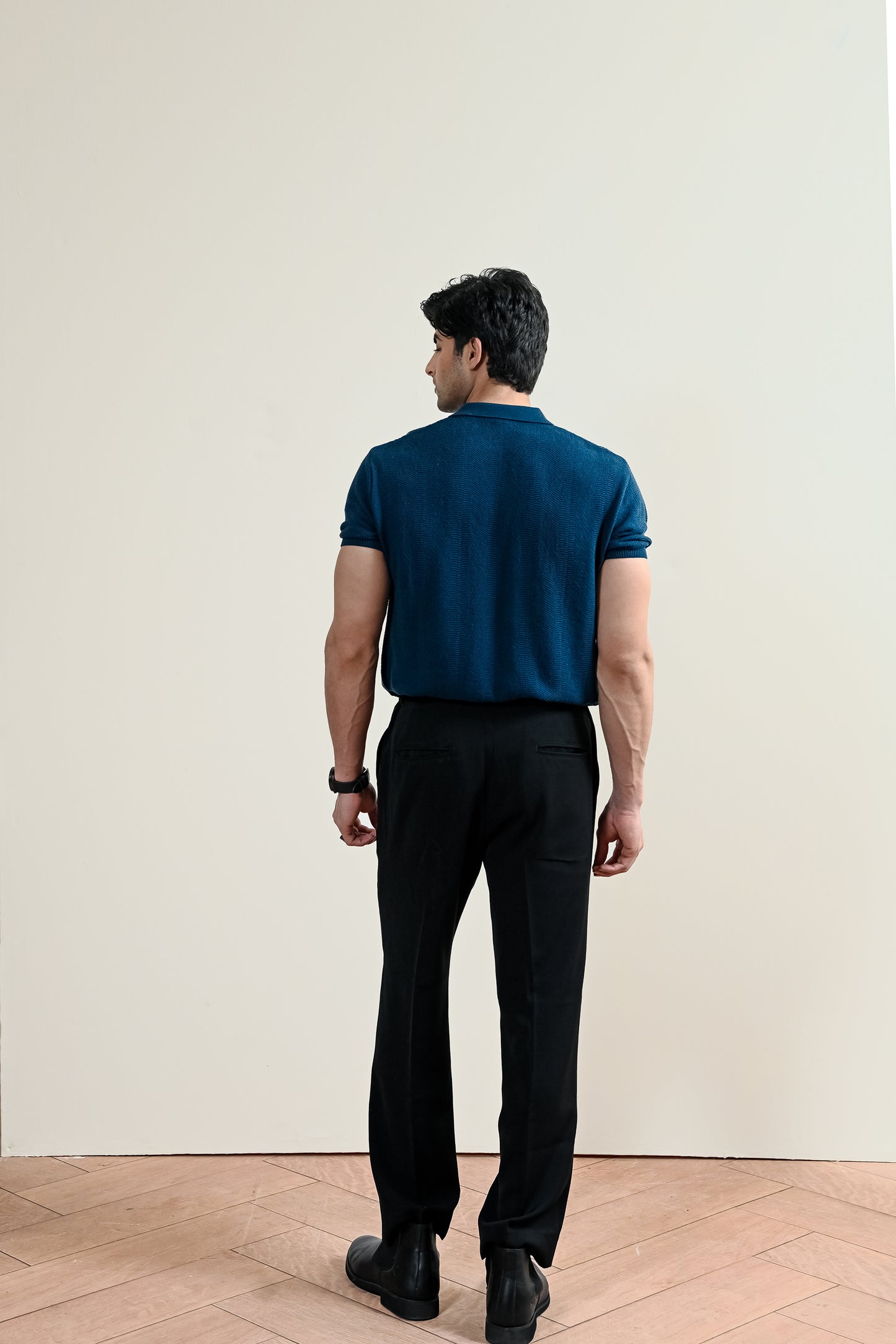 Ribbed Mulberry Knit Polo Shirt (MKP-09)