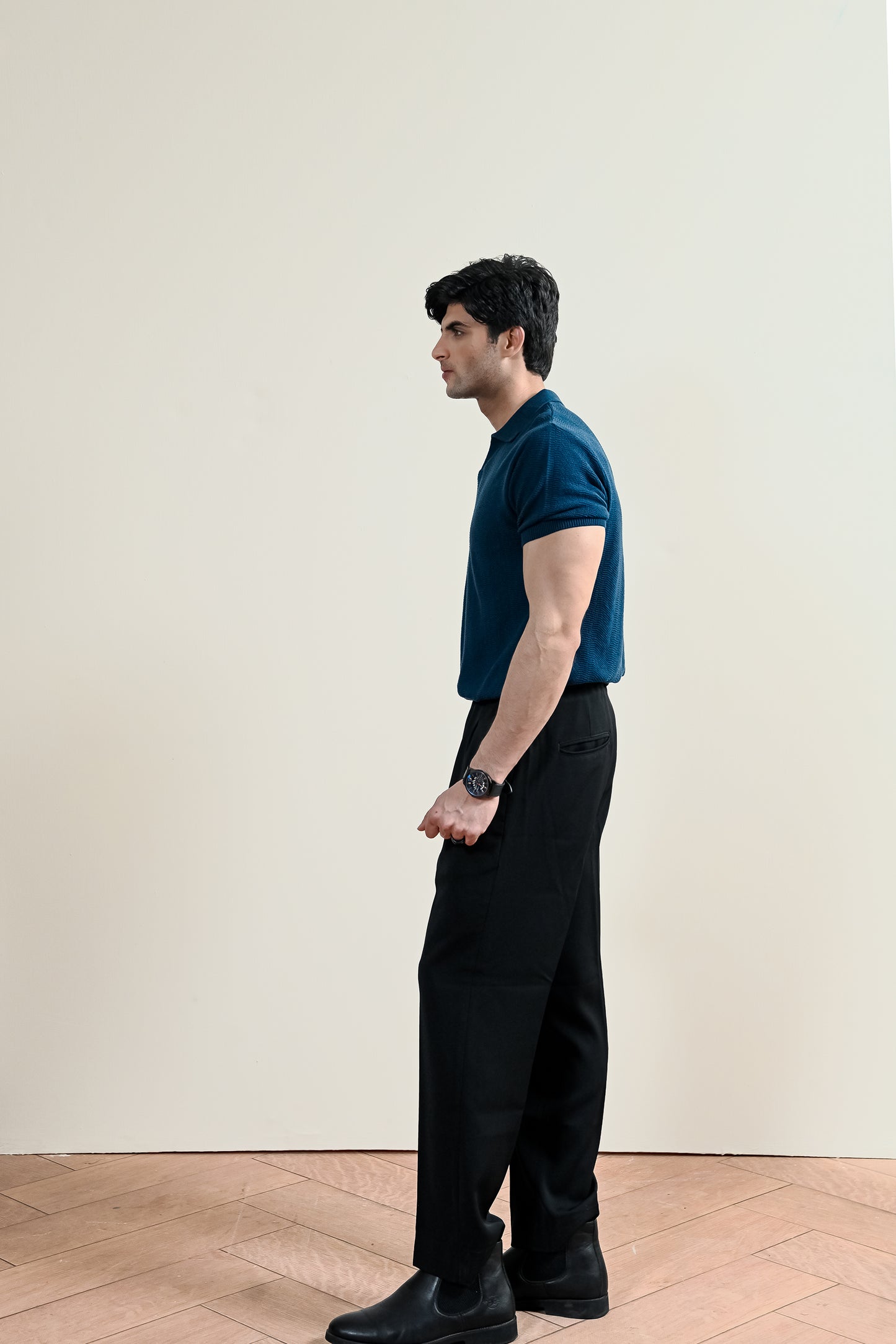 Ribbed Mulberry Knit Polo Shirt (MKP-09)