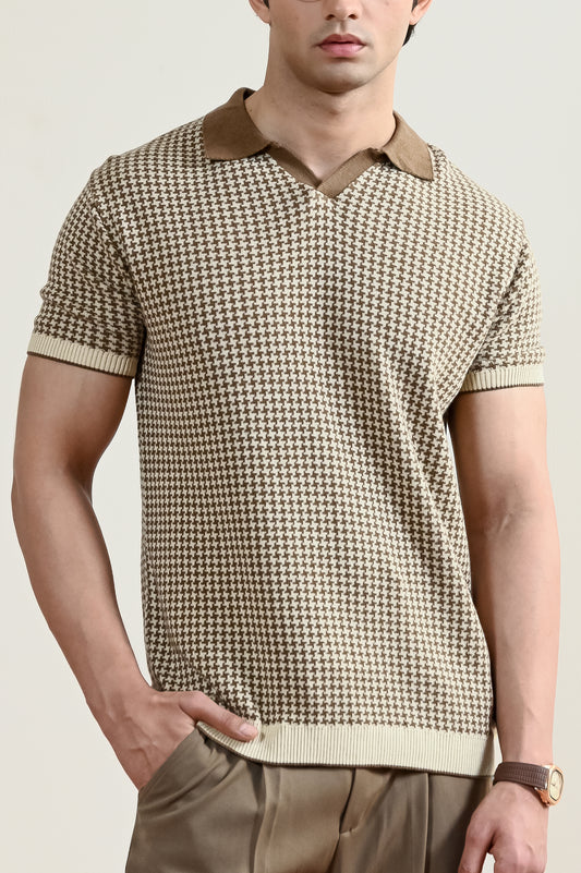 Abstract Jacquard Knit Polo Shirt (MKP-04)