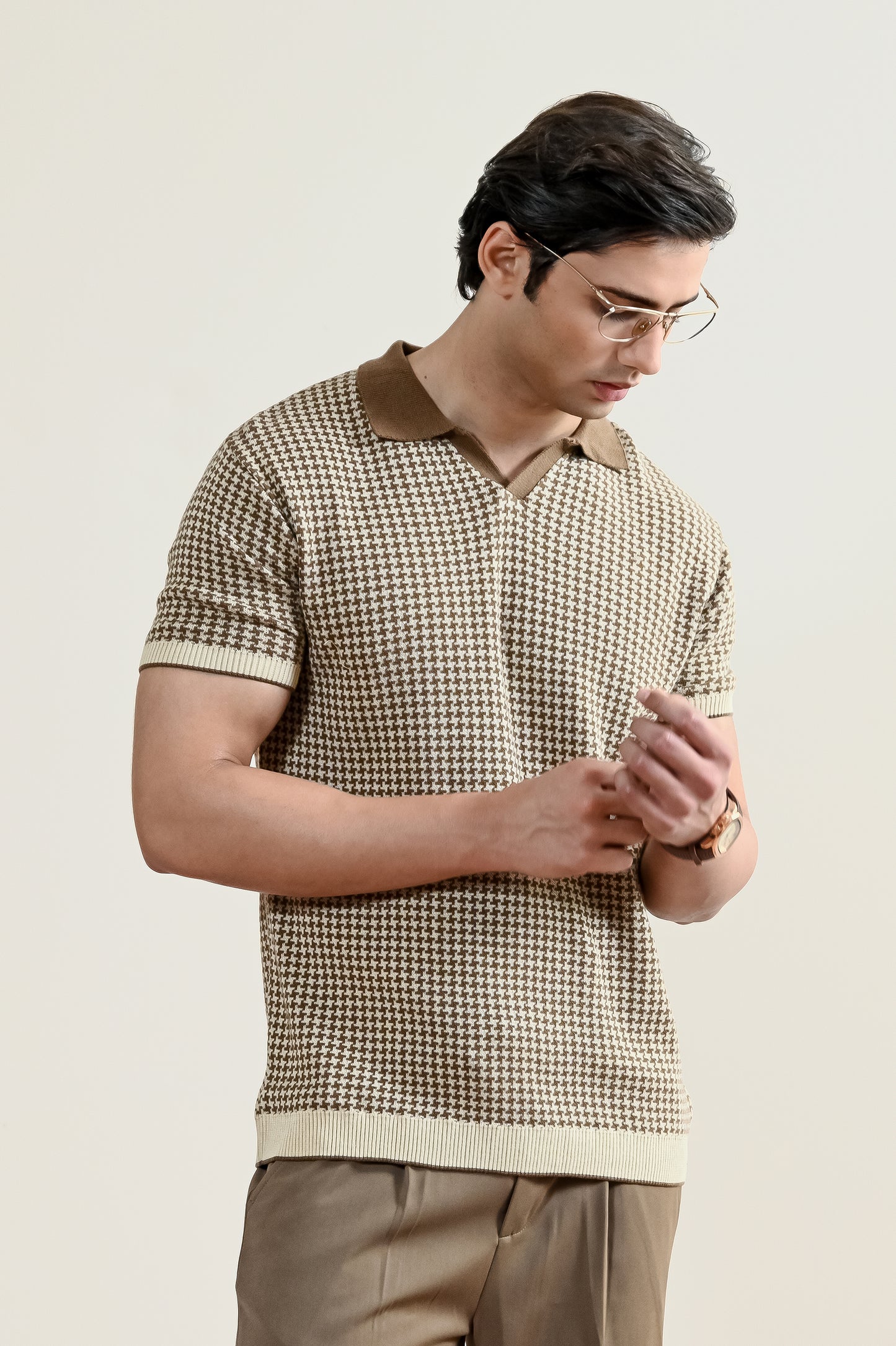 Abstract Jacquard Knit Polo Shirt (MKP-04)