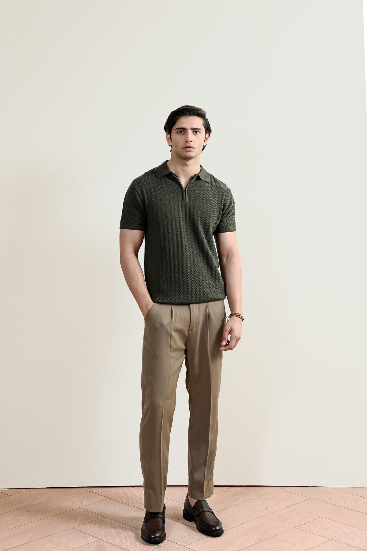 Chevron Knit Polo Shirt (MKP-15)