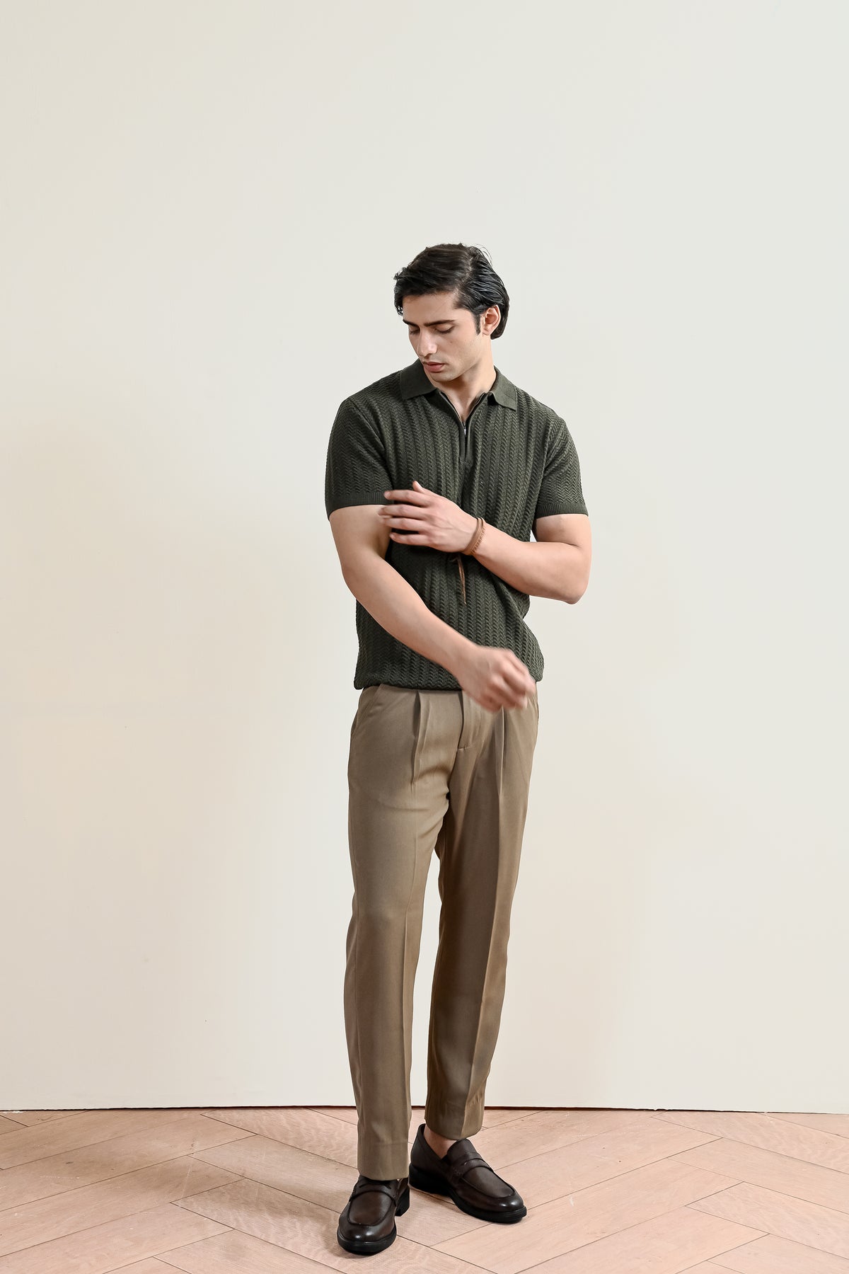 Chevron Knit Polo Shirt (MKP-15)