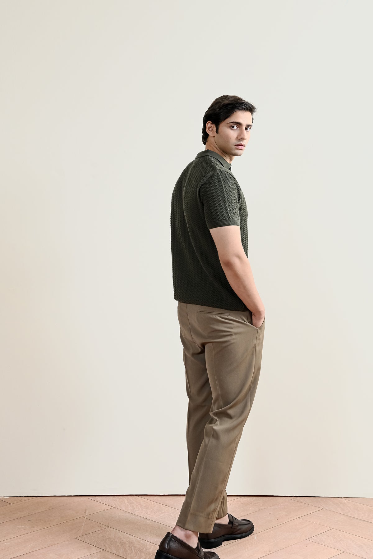 Chevron Knit Polo Shirt (MKP-15)