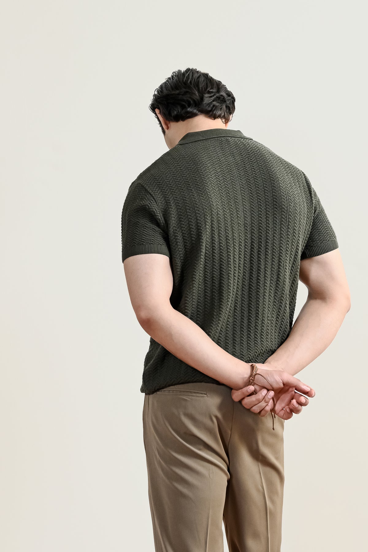 Chevron Knit Polo Shirt (MKP-15)