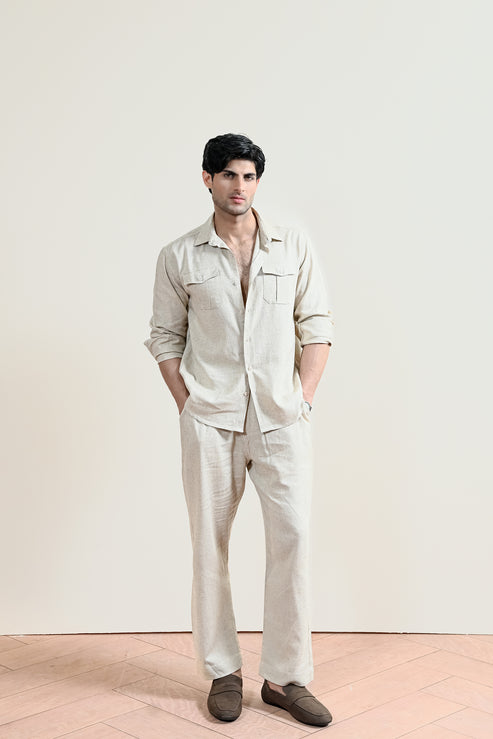 Beige Casual Shirt for Men
