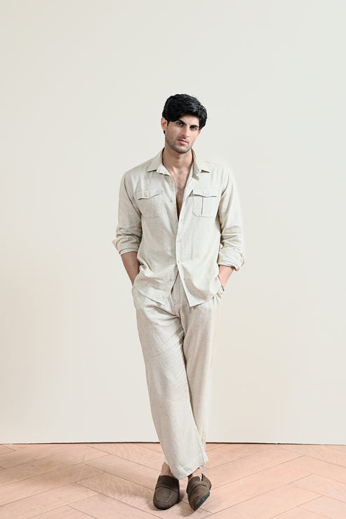 Beige Casual Shirt for Men