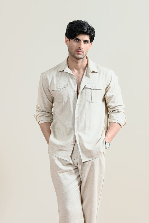 Beige Casual Shirt for Men