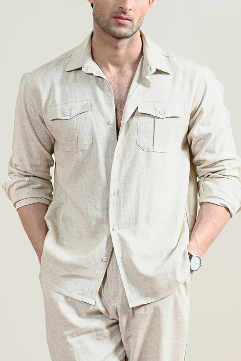Beige Casual Shirt for Men