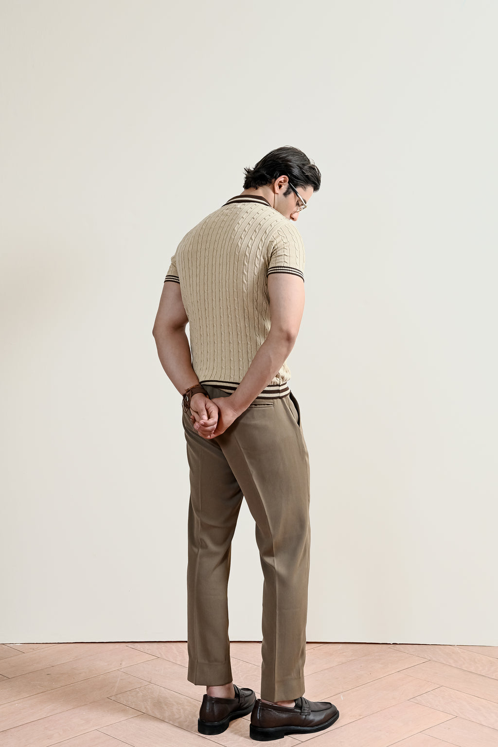 Retro Cable Knit Polo Shirt (MKP-05)