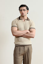 Retro Cable Knit Polo Shirt (MKP-05)