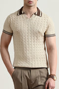 Retro Cable Knit Polo Shirt (MKP-05)