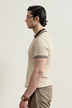 Retro Cable Knit Polo Shirt (MKP-05)