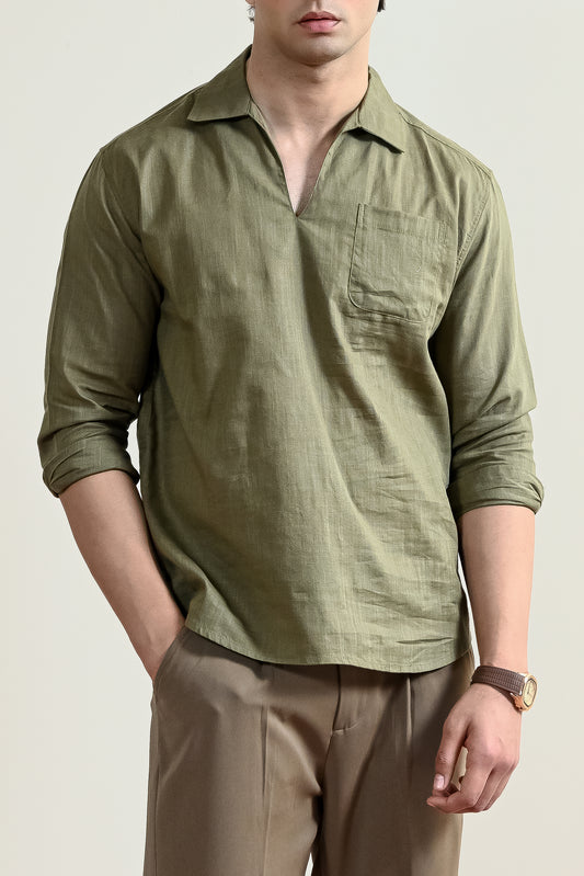 V-Neck Linen Shirt (MCS-13)