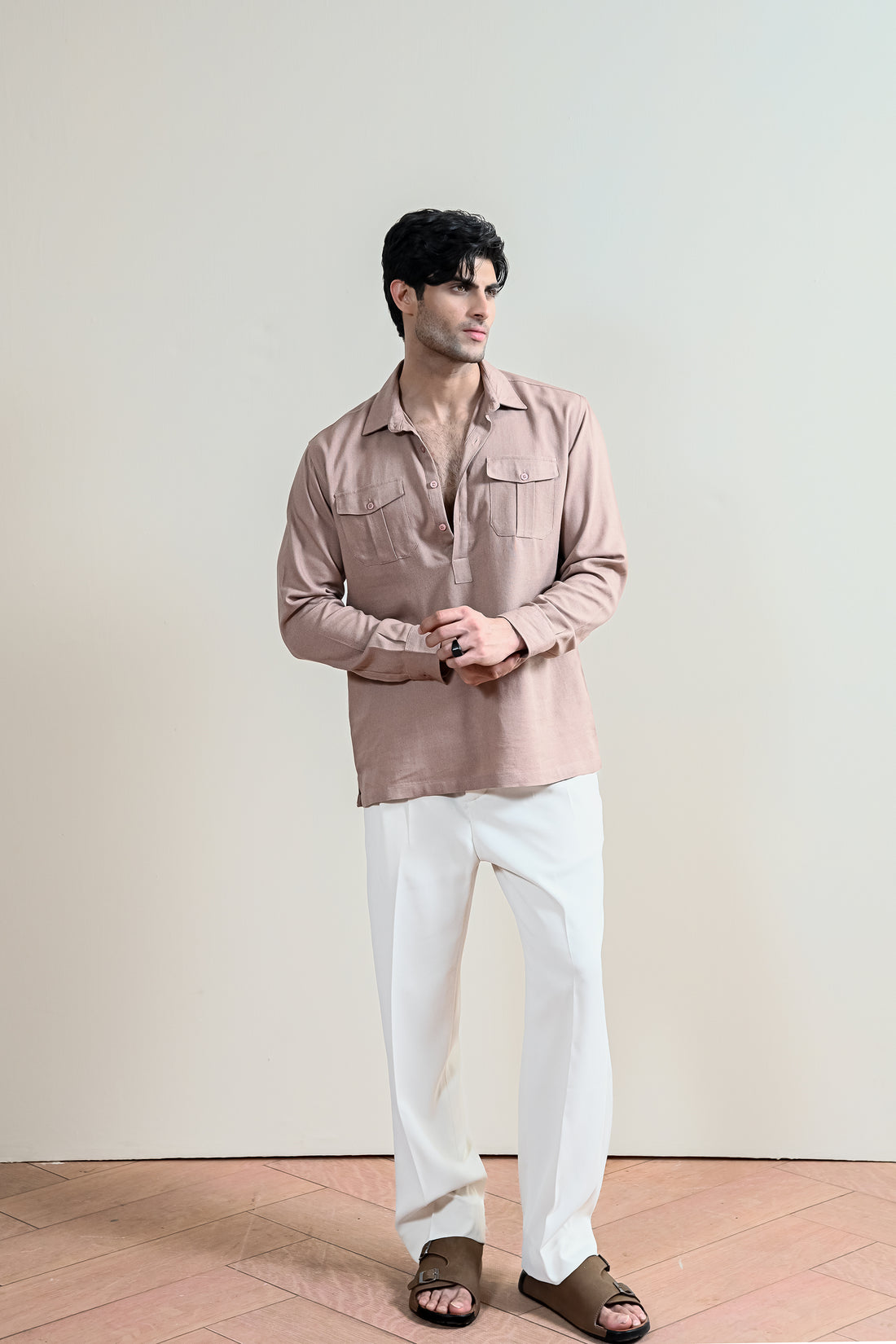 Beige Casual Shirt for Men