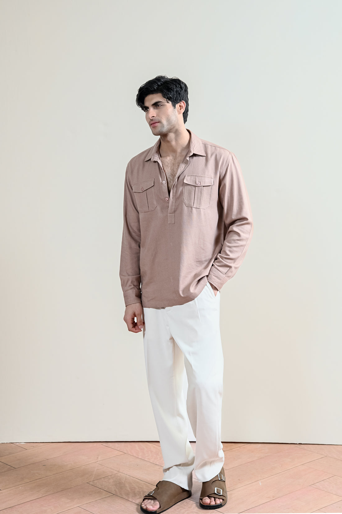 Beige Casual Shirt for Men