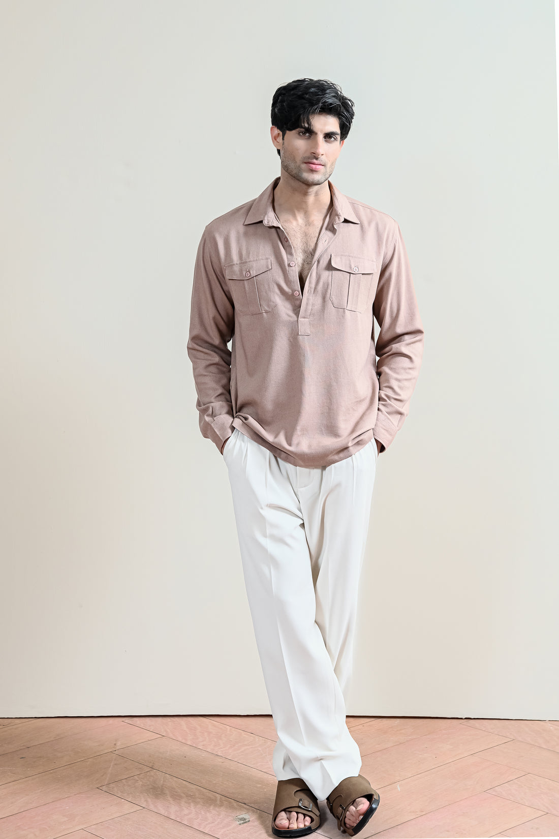Beige Casual Shirt for Men