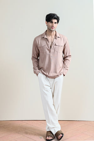 Beige Casual Shirt for Men