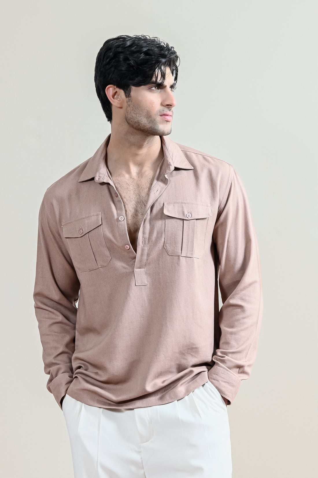 Beige Casual Shirt for Men
