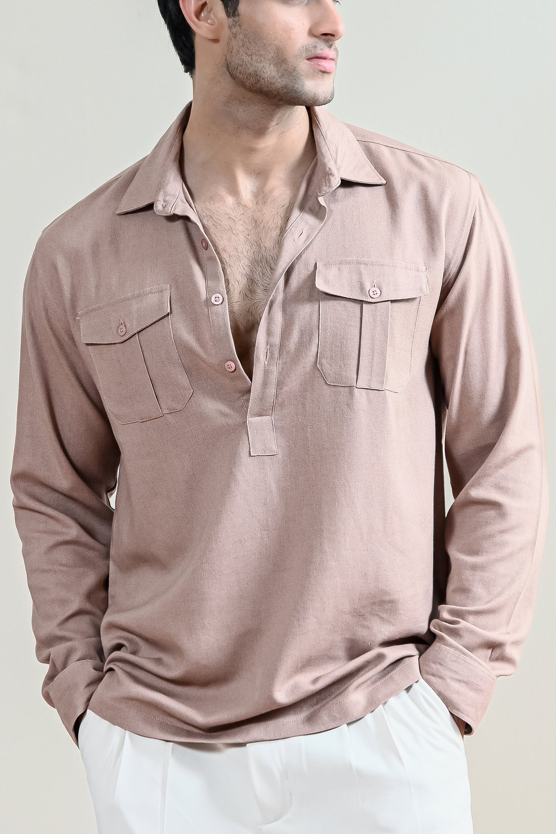 Beige Casual Shirt for Men