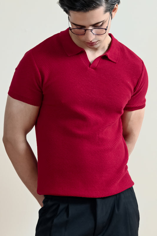 Refined Rib Knit Polo Shirt (MKP-06)