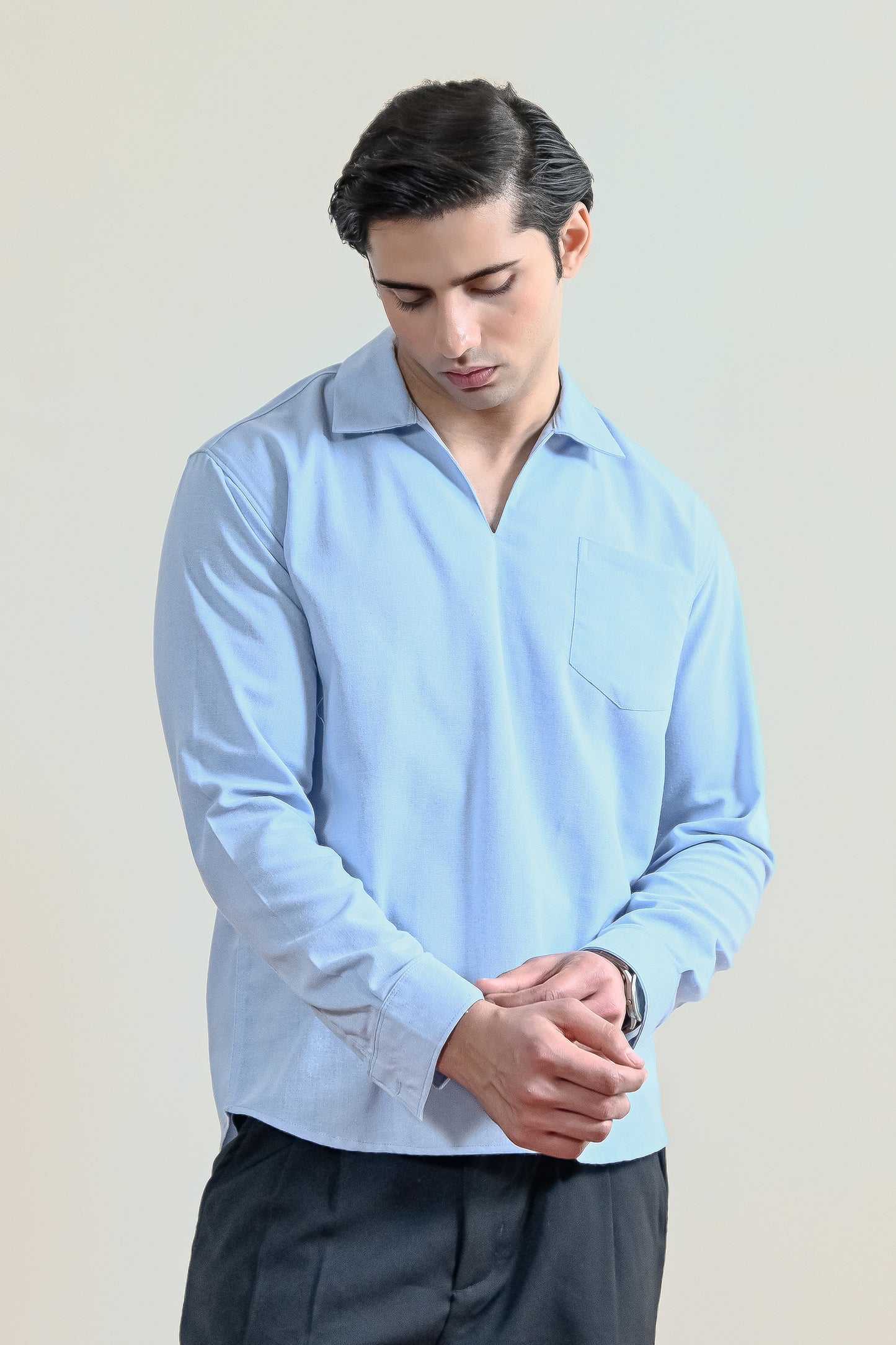 V-Neck Linen Shirt (MCS-12)