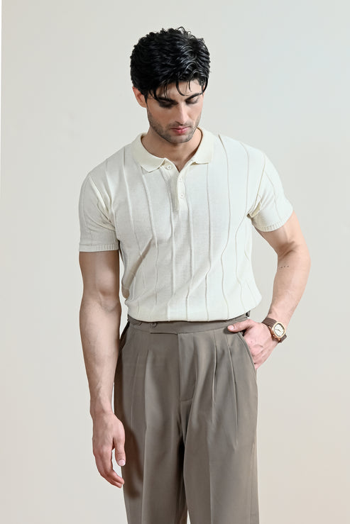 Cream Polo Shirt for Men