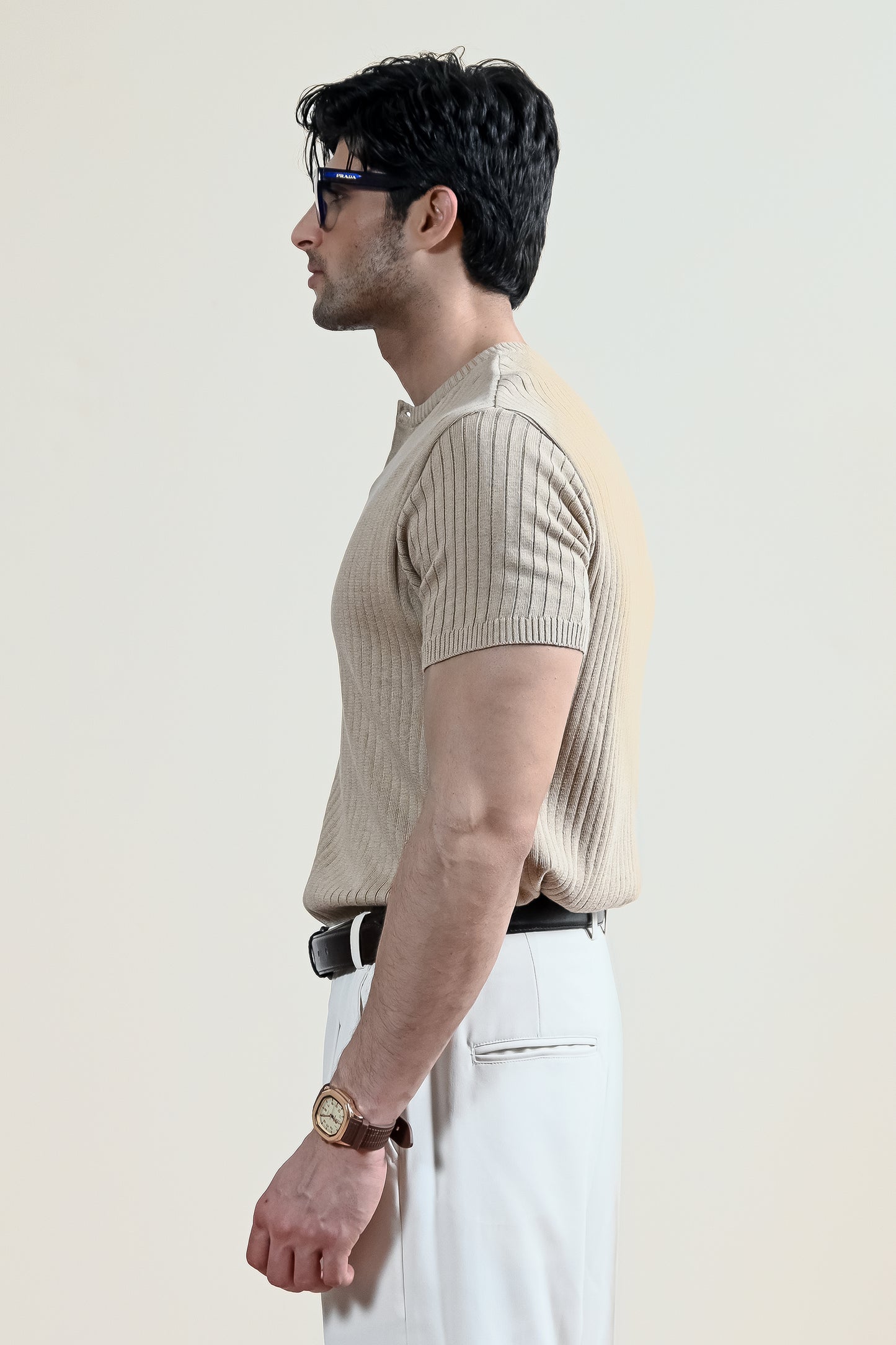 Drop Needle Knit Henley Shirt (MKH-16)