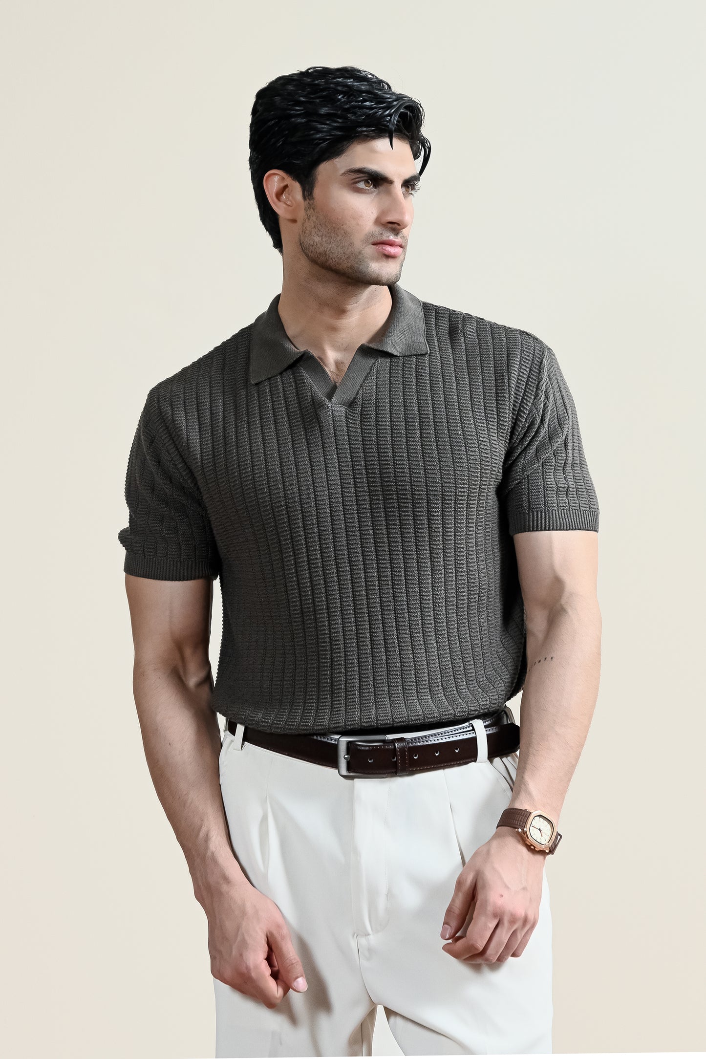 Textured Knit Polo Shirt (MKP-13)