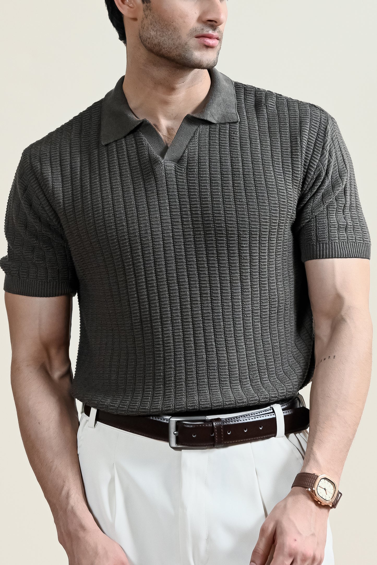 Textured Knit Polo Shirt (MKP-13)