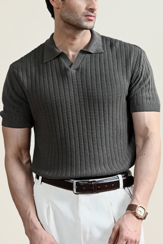 Textured Knit Polo Shirt (MKP-13)