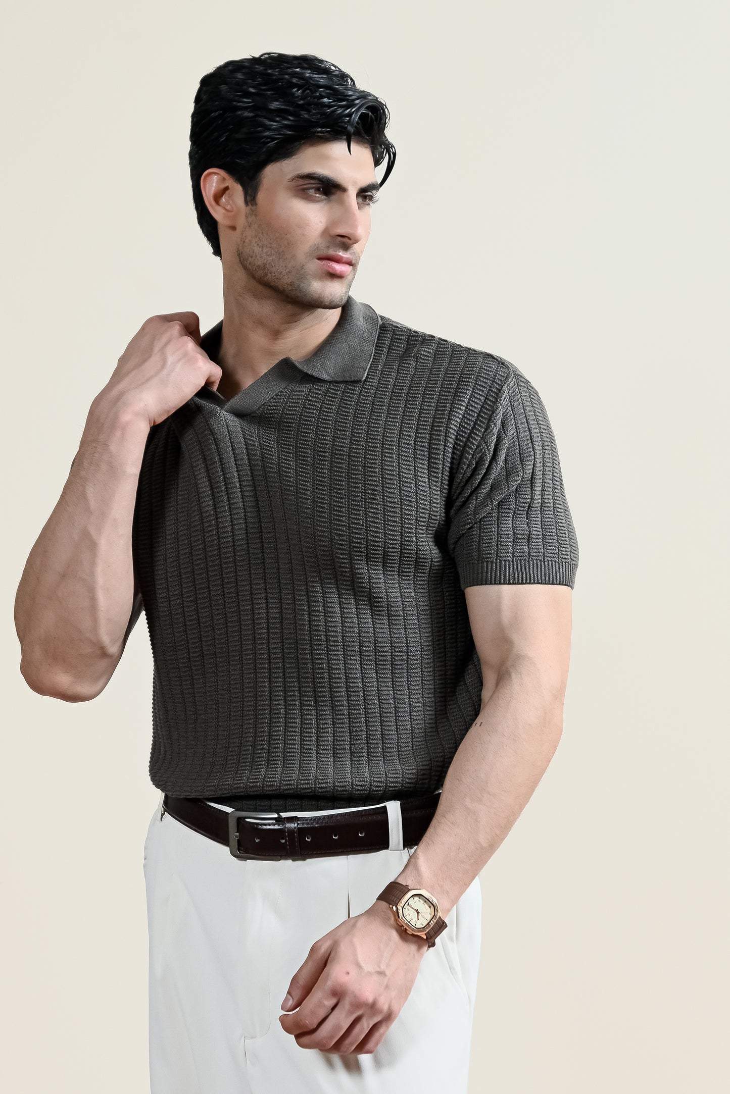 Textured Knit Polo Shirt (MKP-13)