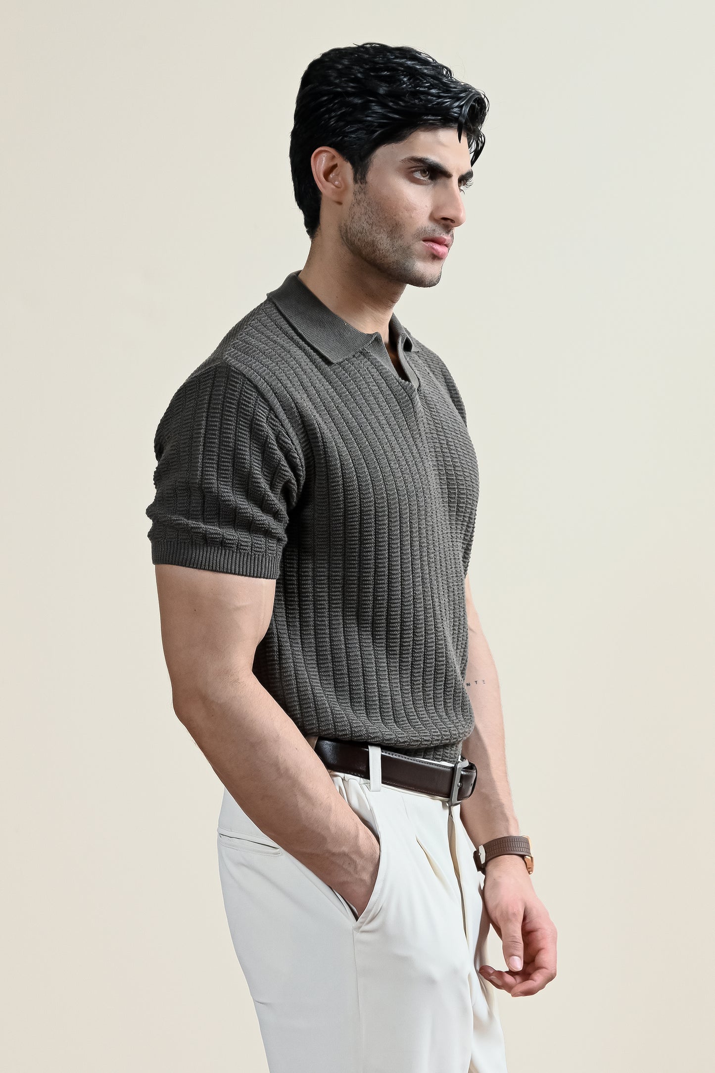 Textured Knit Polo Shirt (MKP-13)