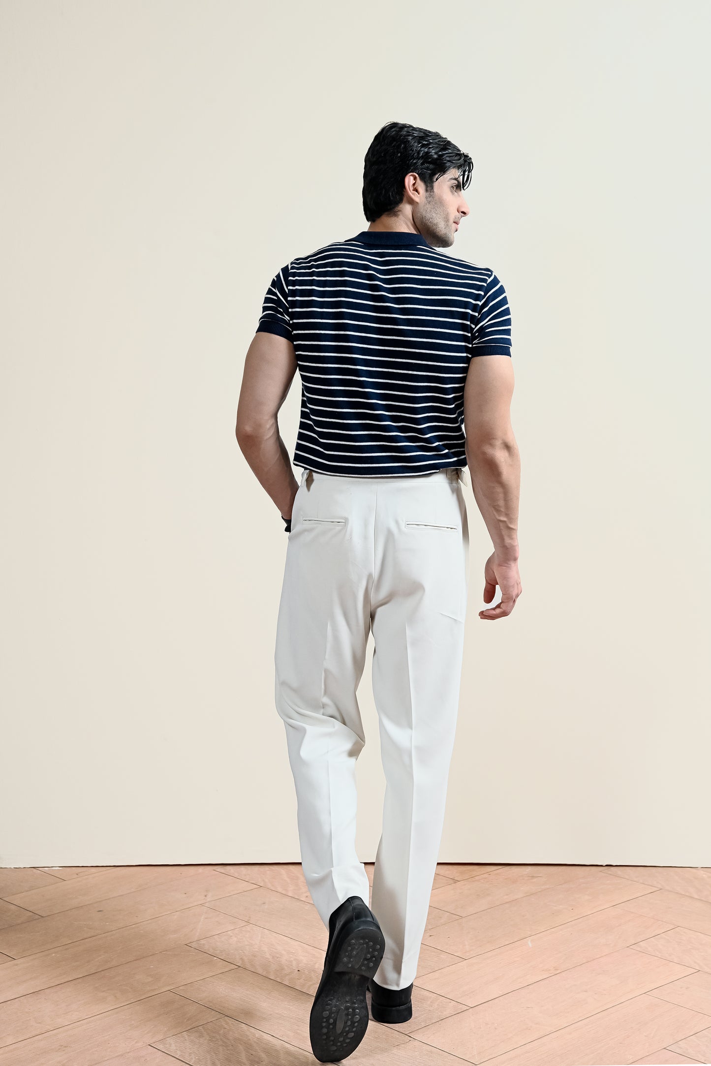 Classic Striped Knit Polo Shirt (MKP-07)