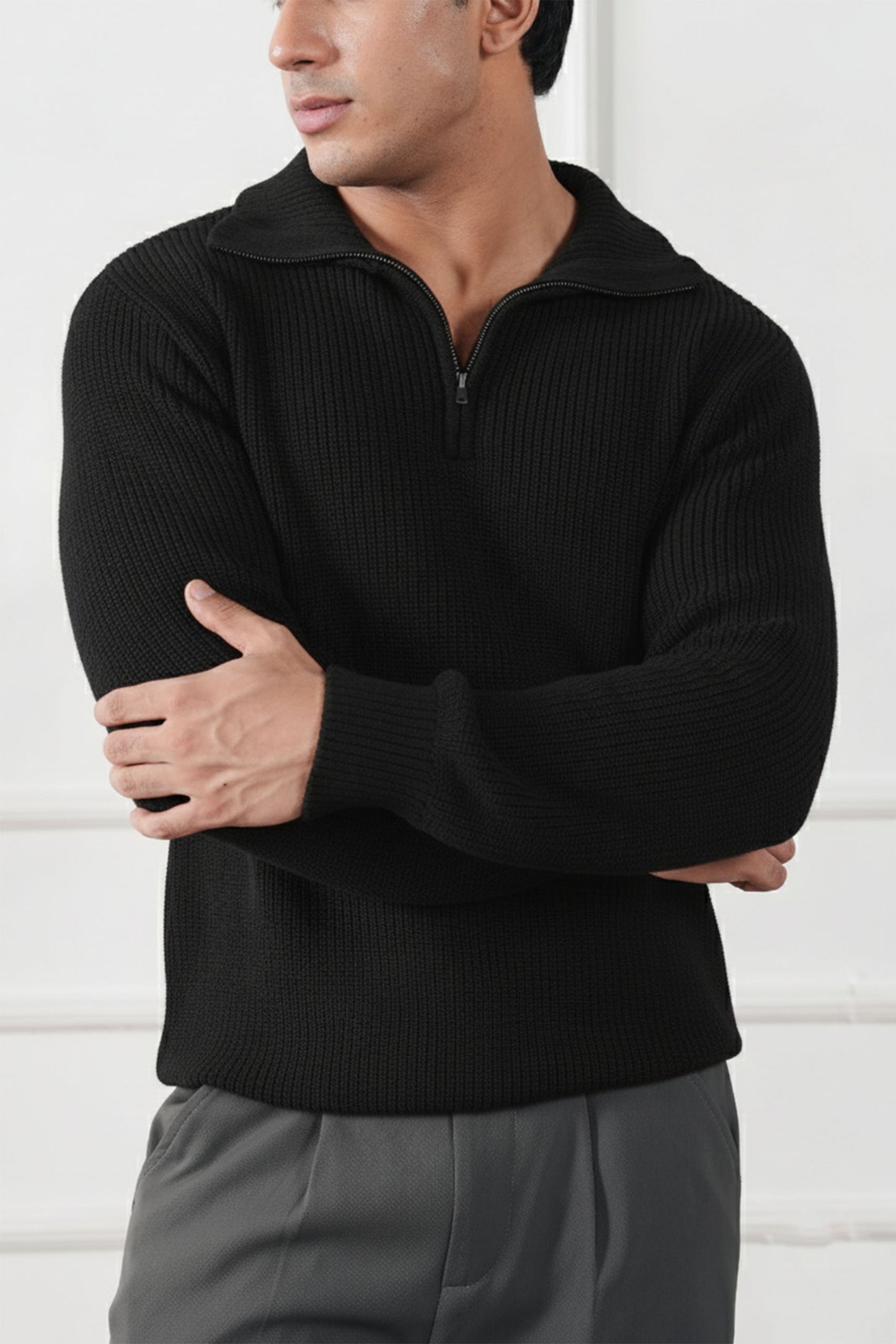 Quarter Zip Knit Sweater (MKZ-05)