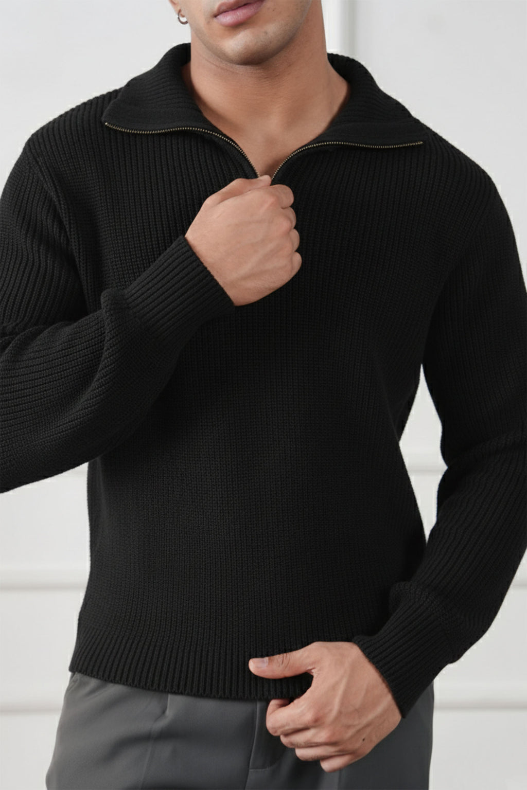 Quarter Zip Knit Sweater (MKZ-05)
