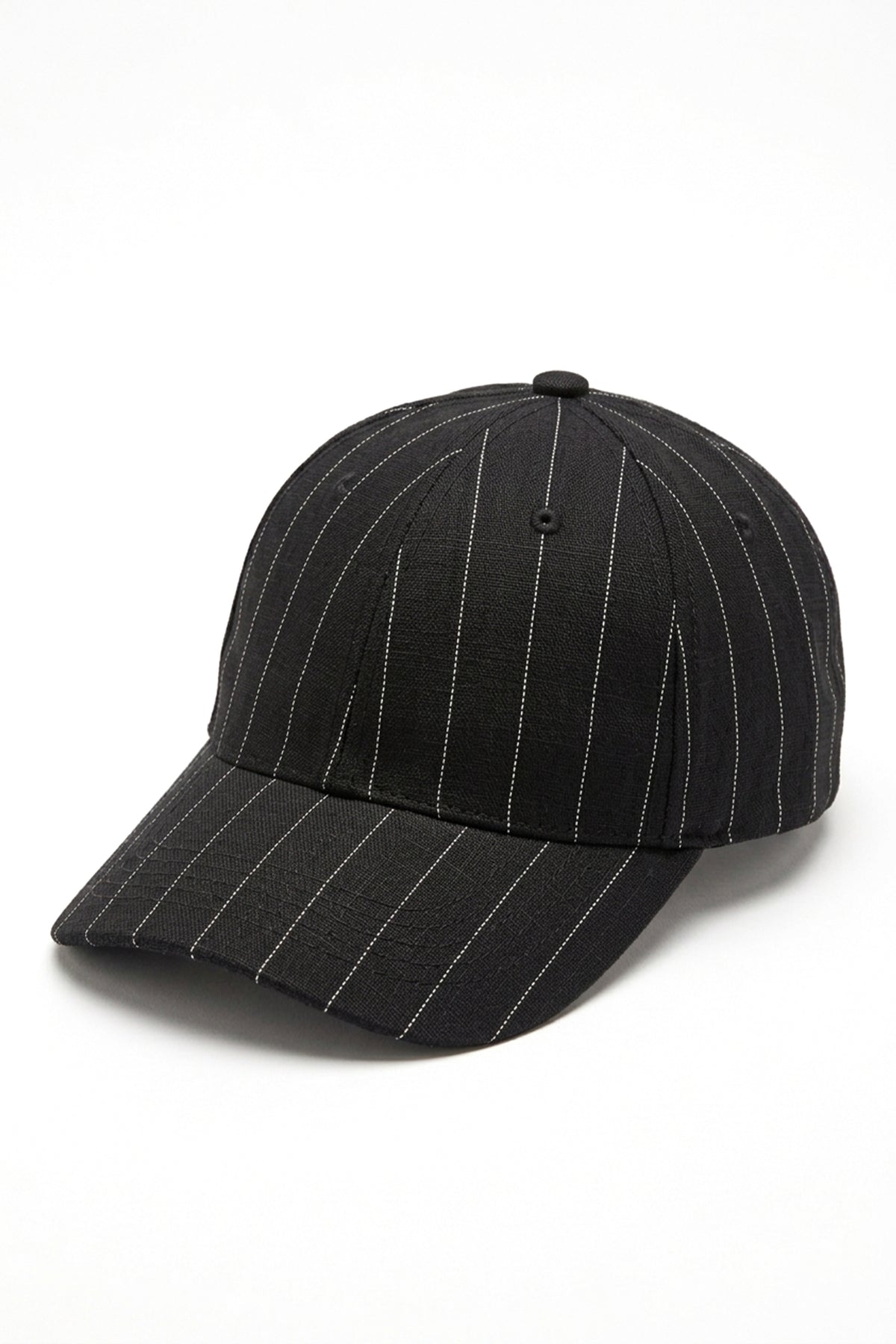 Pinstripe Linen Ball Cap