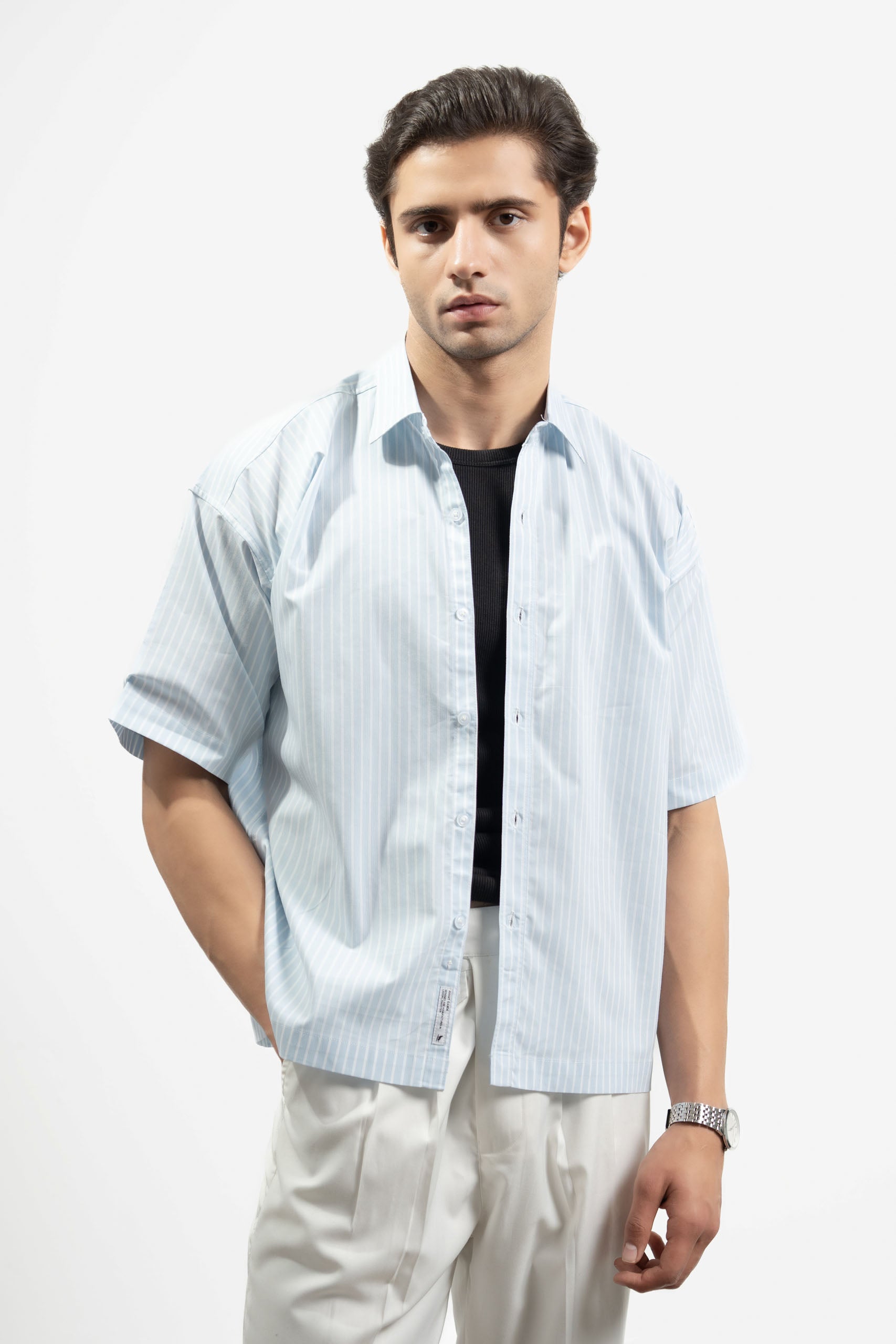 Striped Button Down Shirt - Half Sleeve (MCS-04)