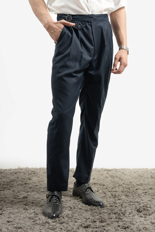 Pleated Gurkha Pant - Navy Blue