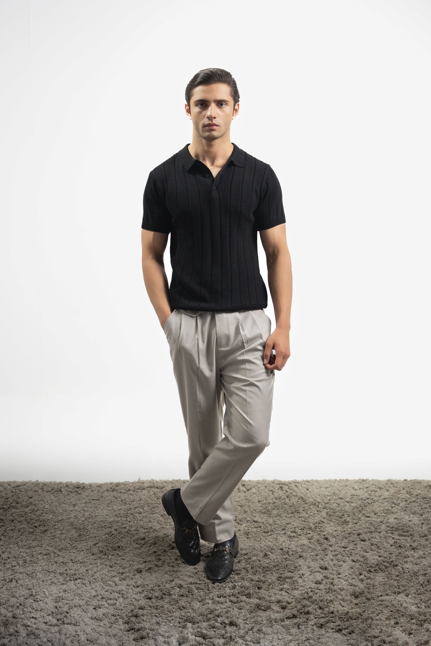 Drop Needle Knitted Polo Shirt (KPS-03)