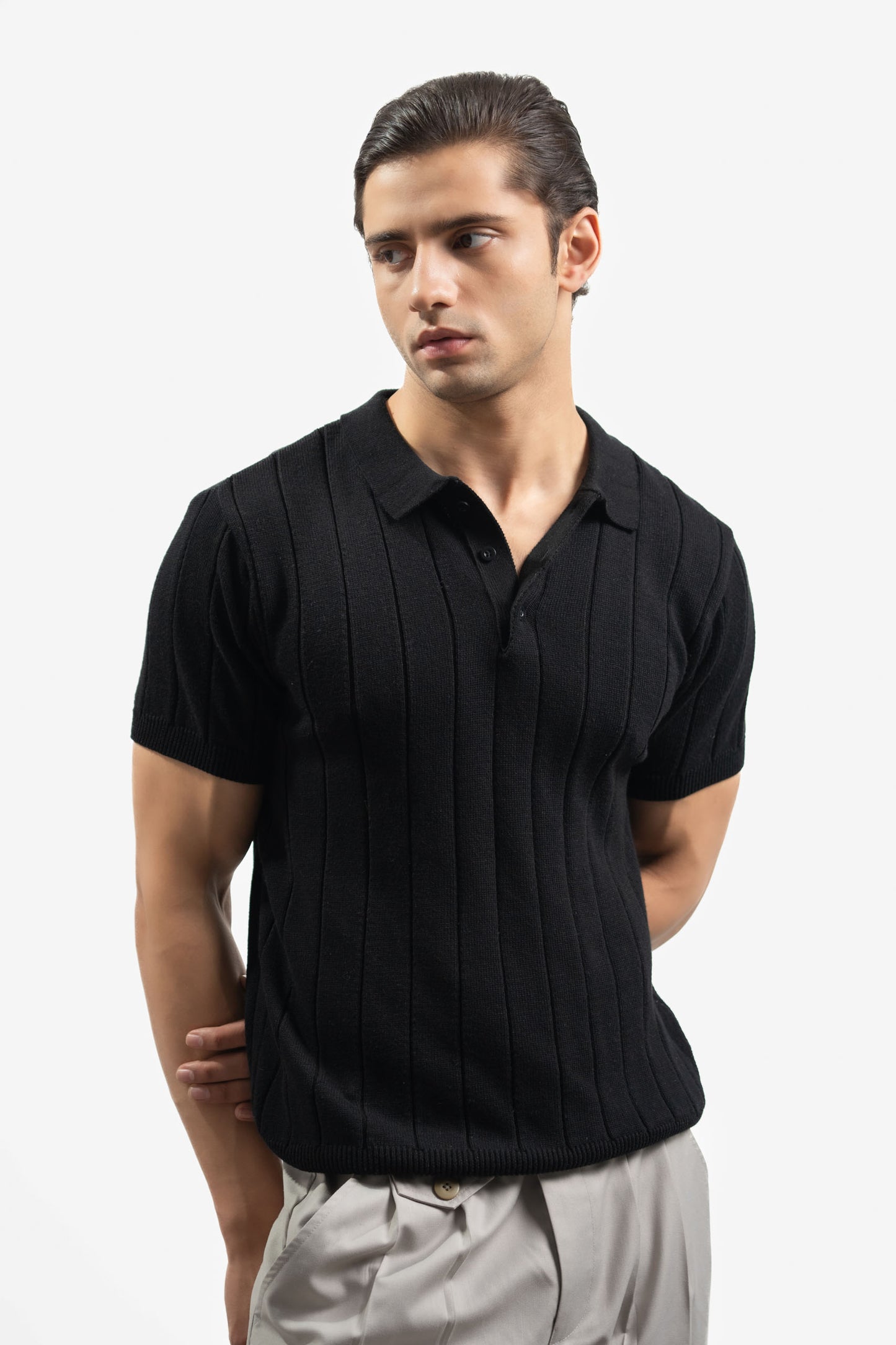 Drop Needle Knitted Polo Shirt (KPS-03)