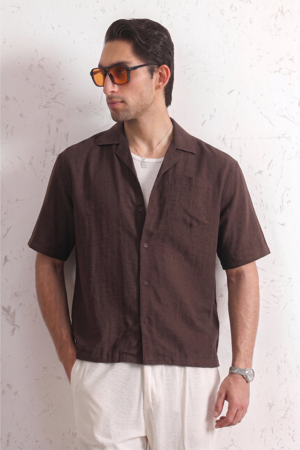 Relaxed Crinkled Cuban Shirt