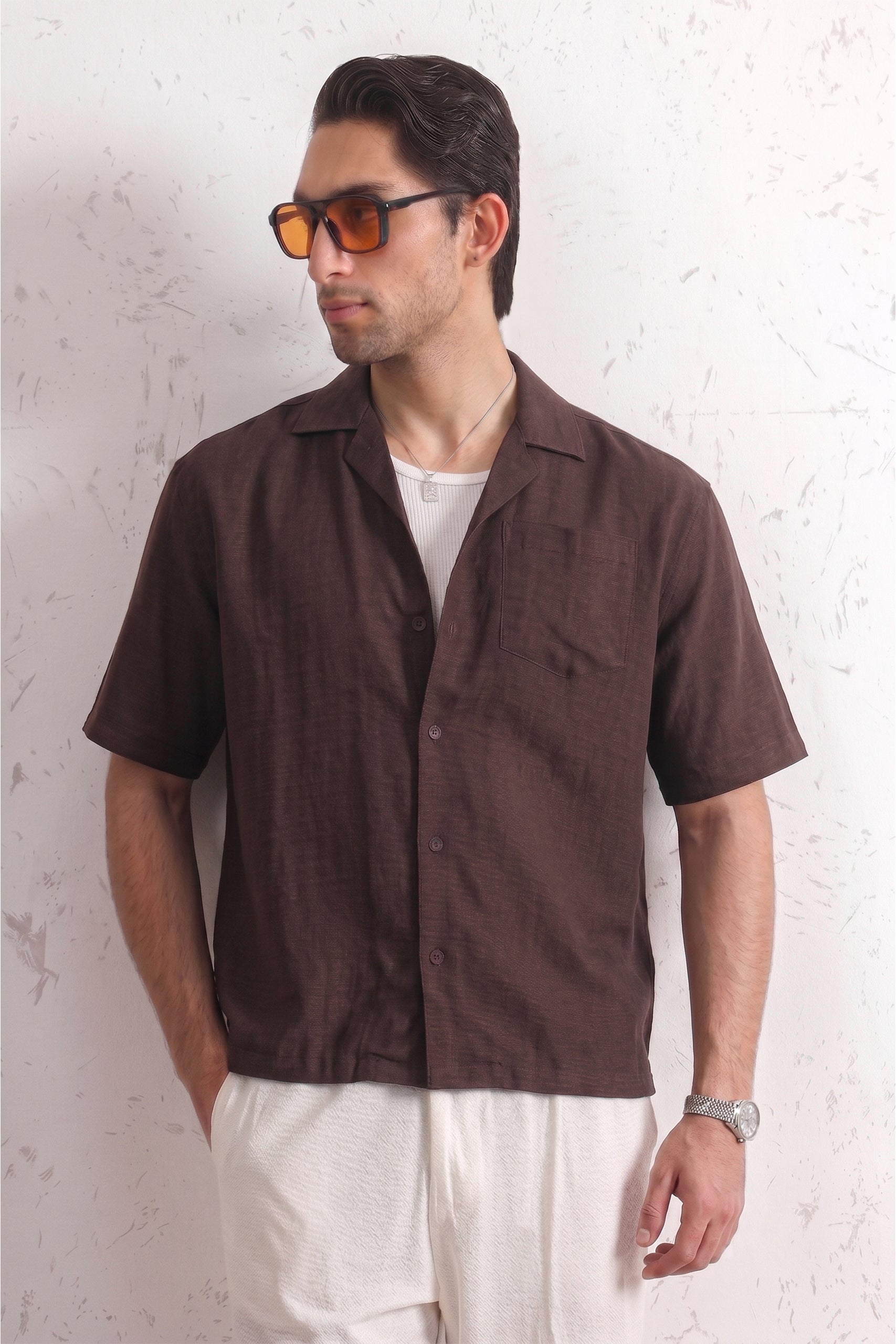 Relaxed Crinkled Cuban Shirt