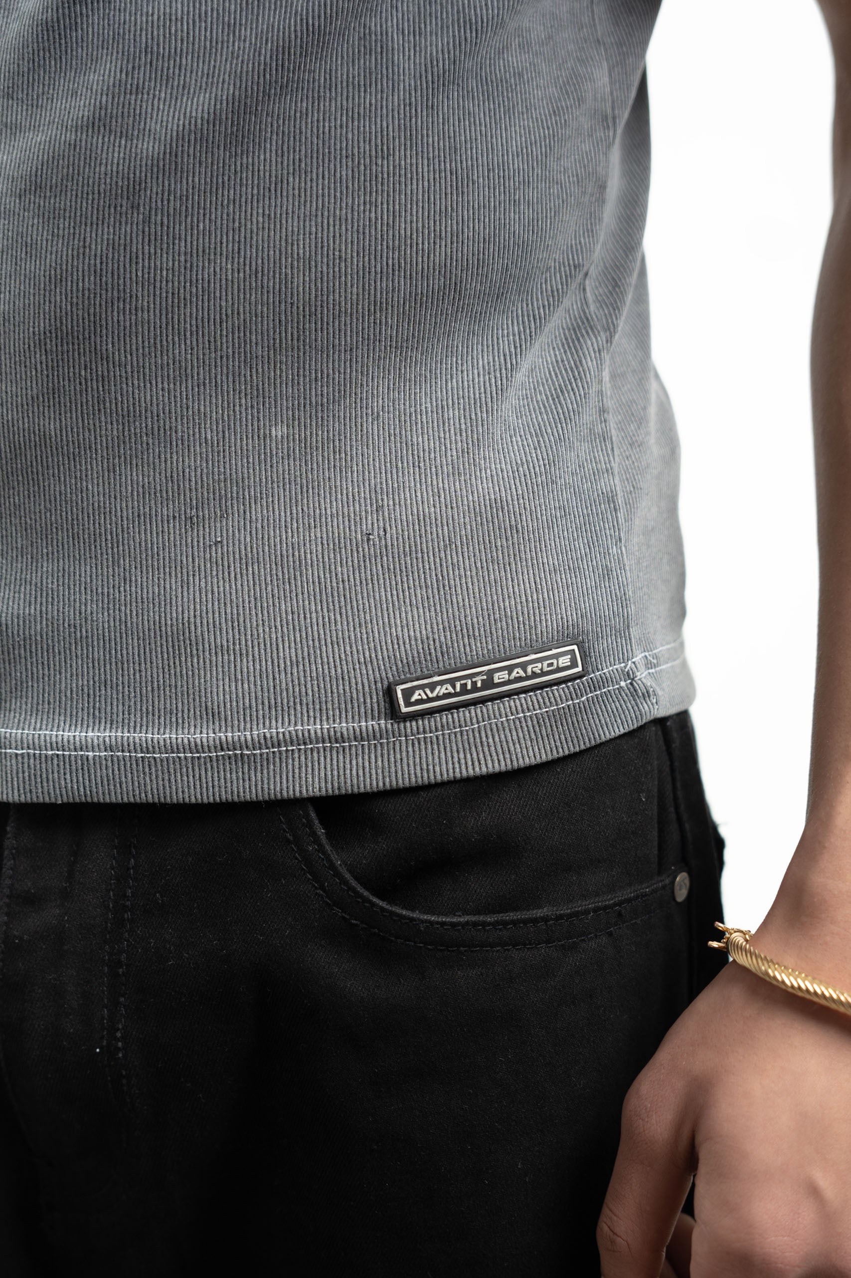 Men's Ribbed Vest - Washed Grey