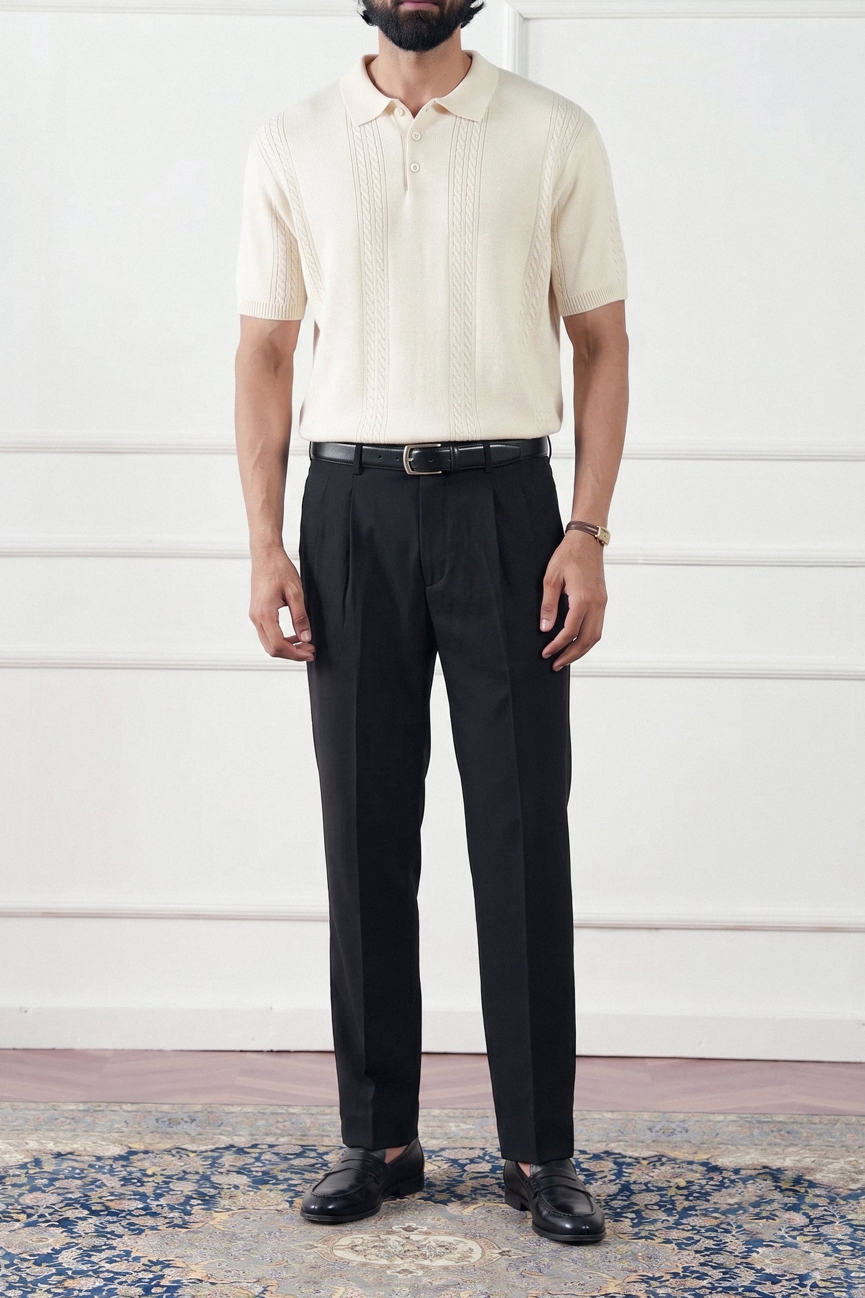 Cable Knit Polo Shirt (MKP-07)