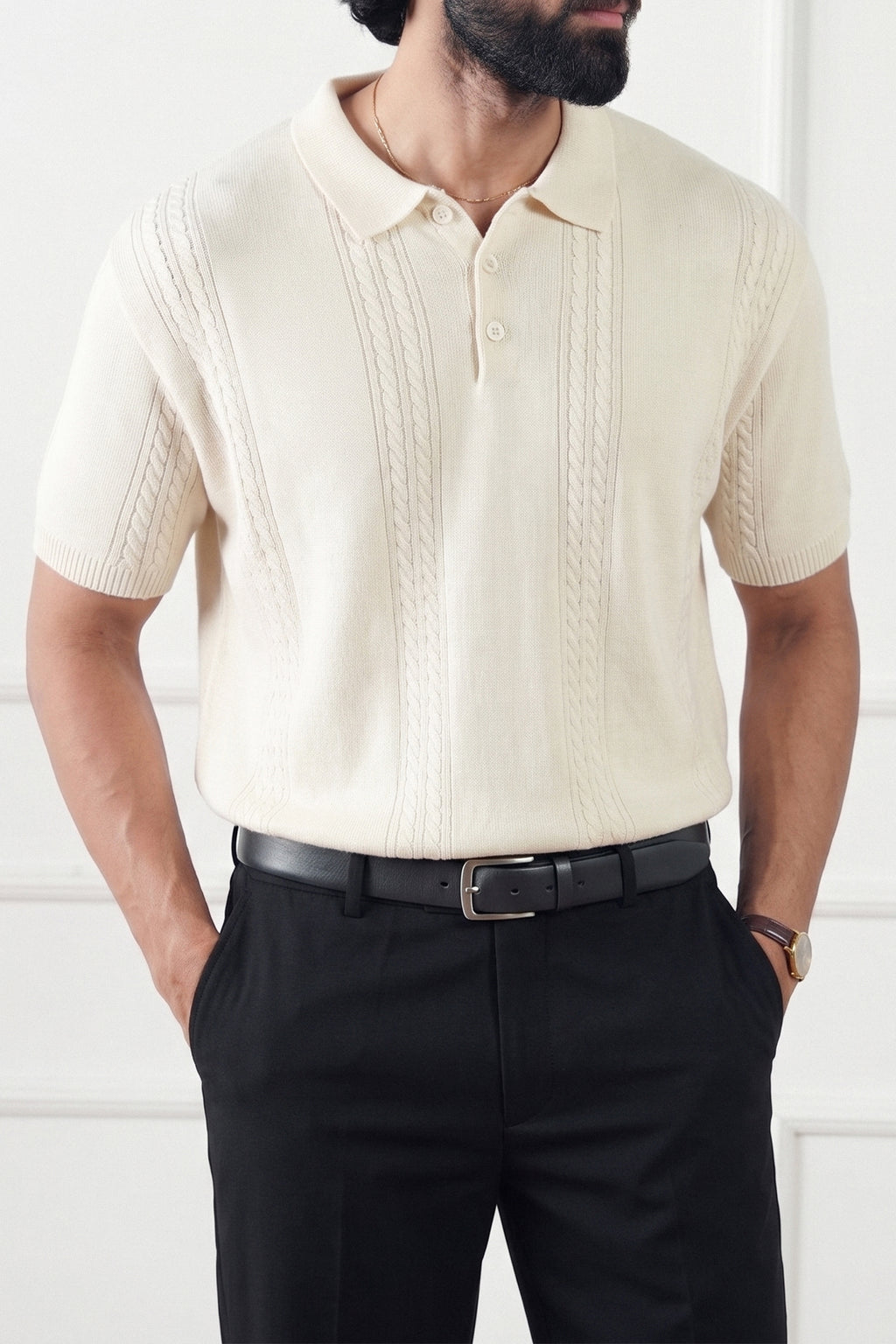 Cable Knit Polo Shirt (MKP-07)