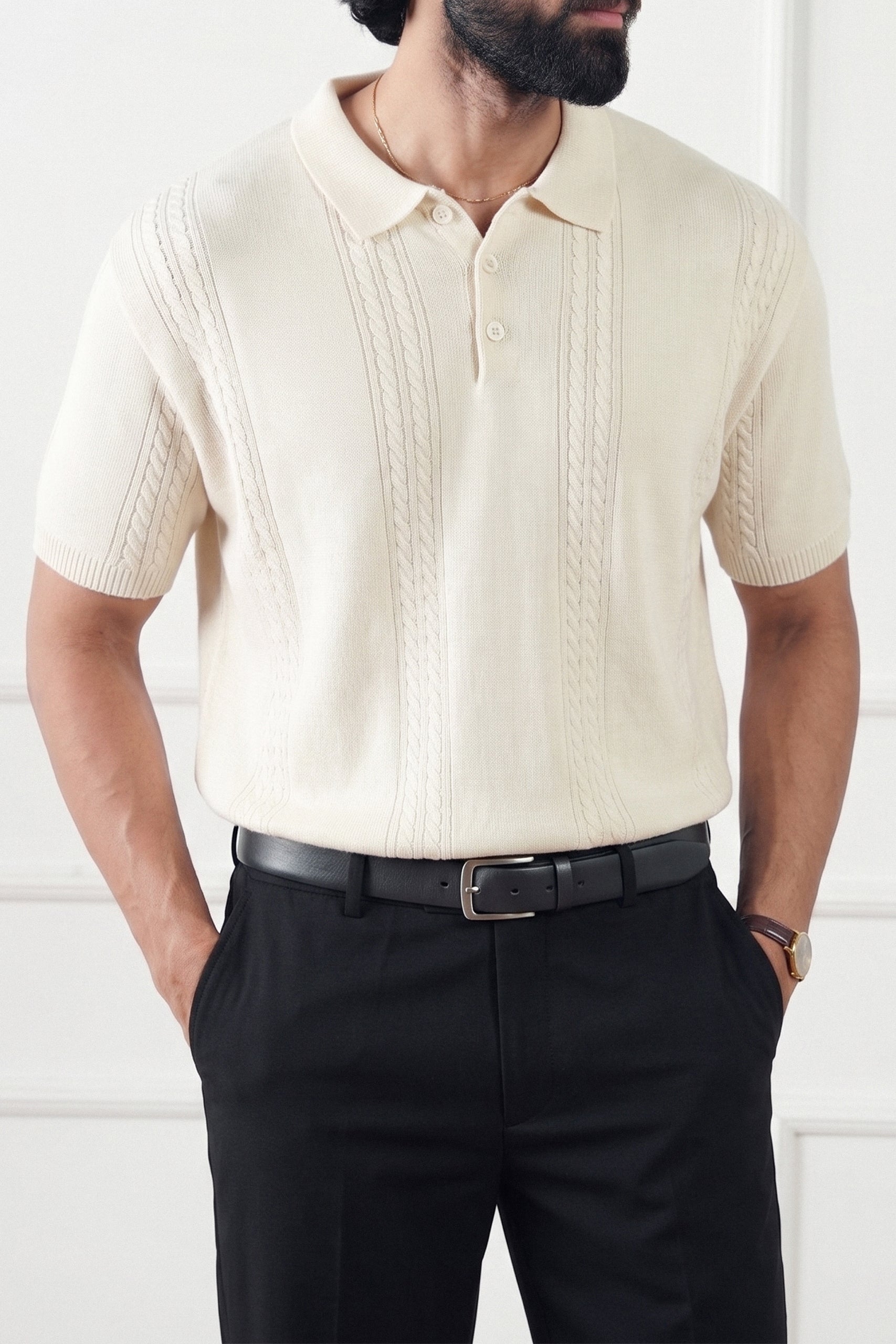 Cable Knit Polo Shirt (MKP-07)