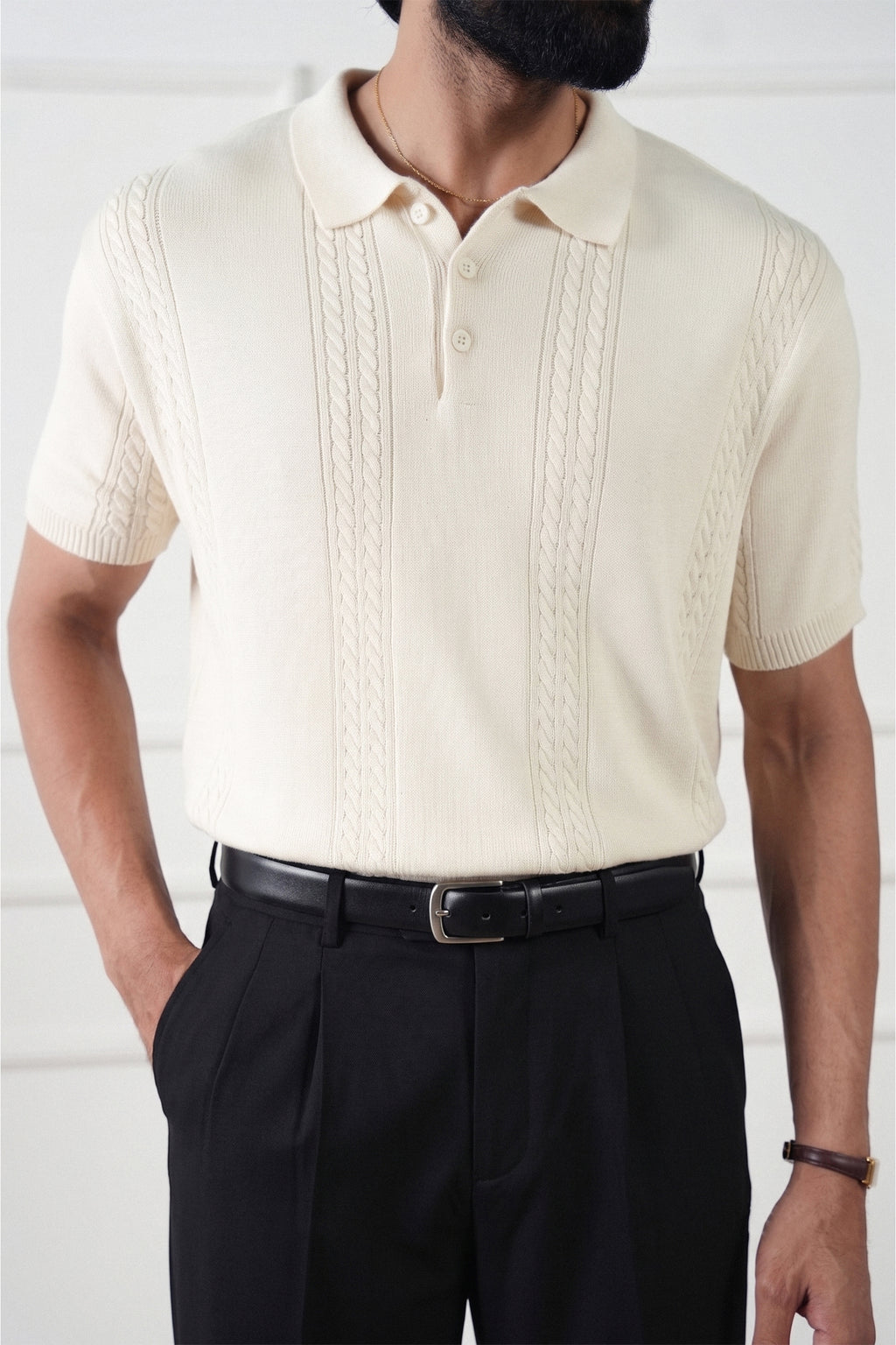 Cable Knit Polo Shirt (MKP-07)