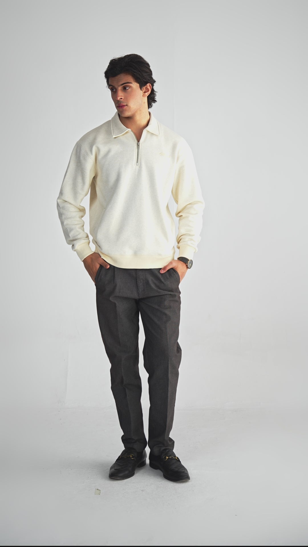 Cream Zipper Sweater