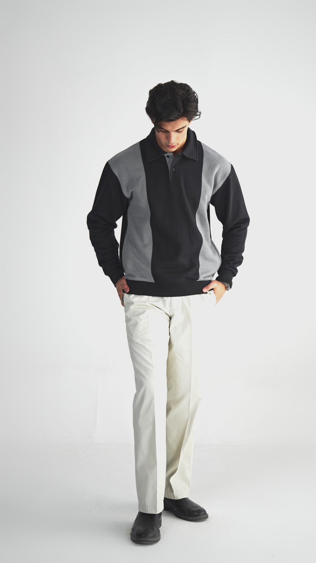 Black & Grey Polo Sweater